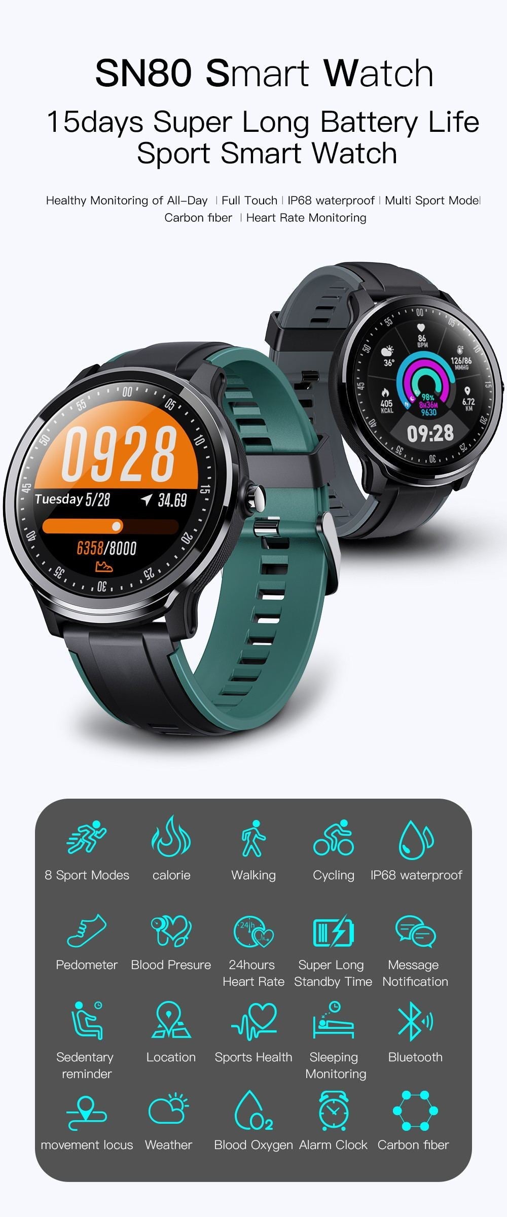 SN80 Smartwatch - Fashion & Fitness Tracker