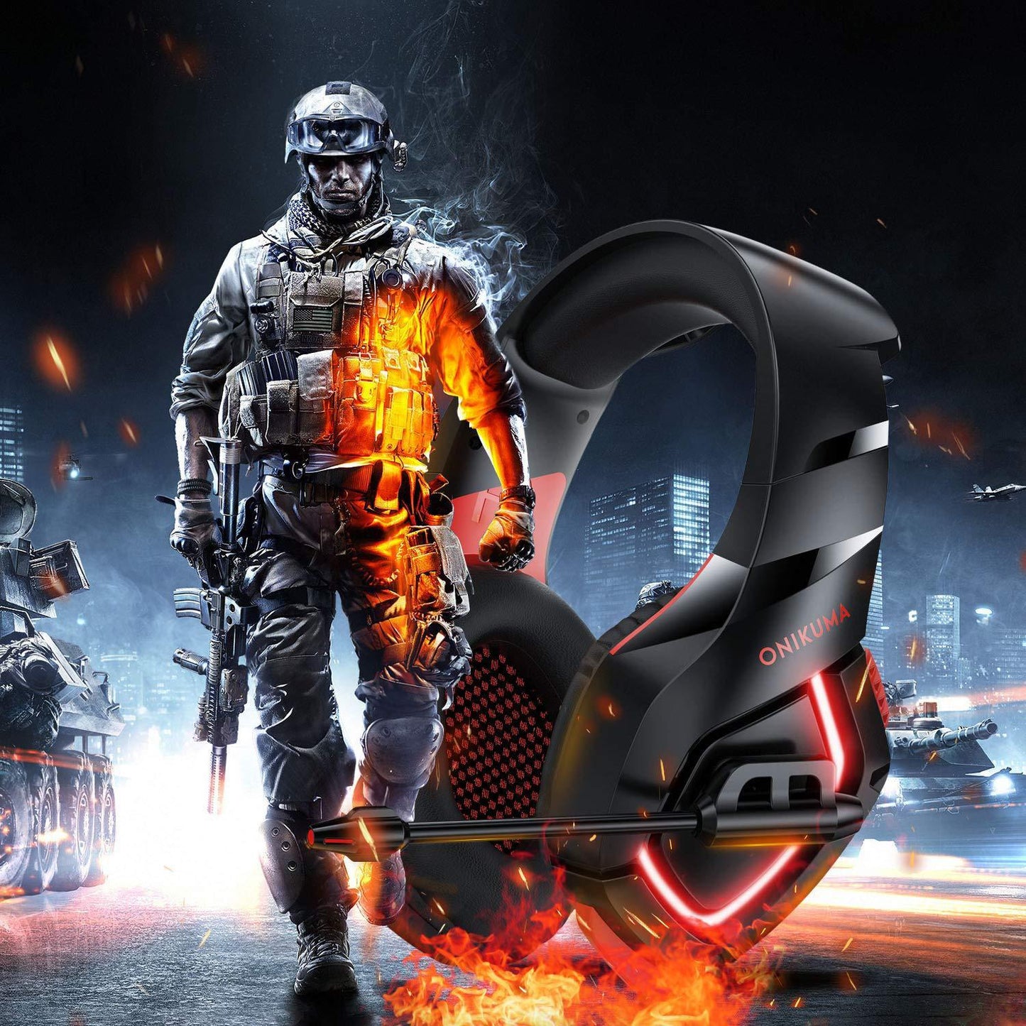 K1-B Gaming Headset with LED and Microphone