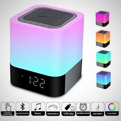 Bluetooth Speaker with LED Night Light and Alarm Clock