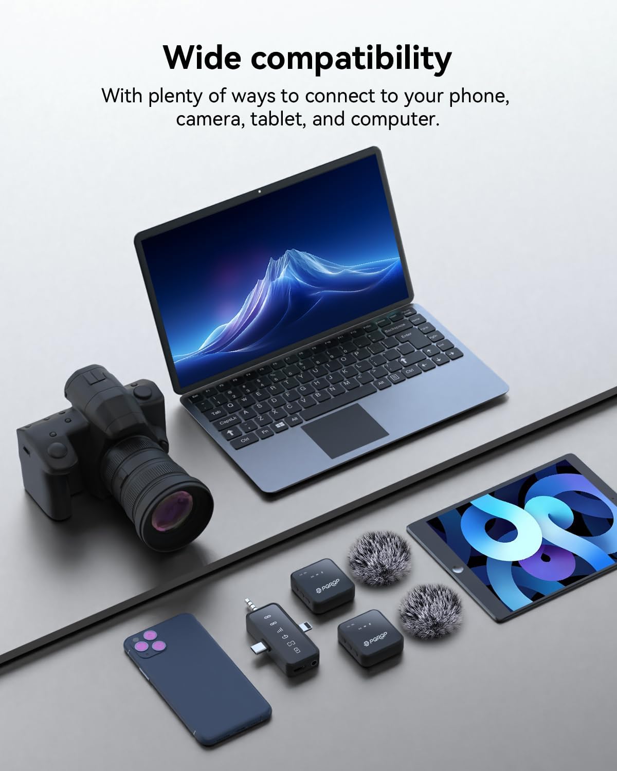 PQRQP 3-in-1 Mini Wireless Mic – iPhone, Android & Camera