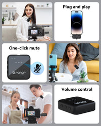 PQRQP 3-in-1 Mini Wireless Mic – iPhone, Android & Camera