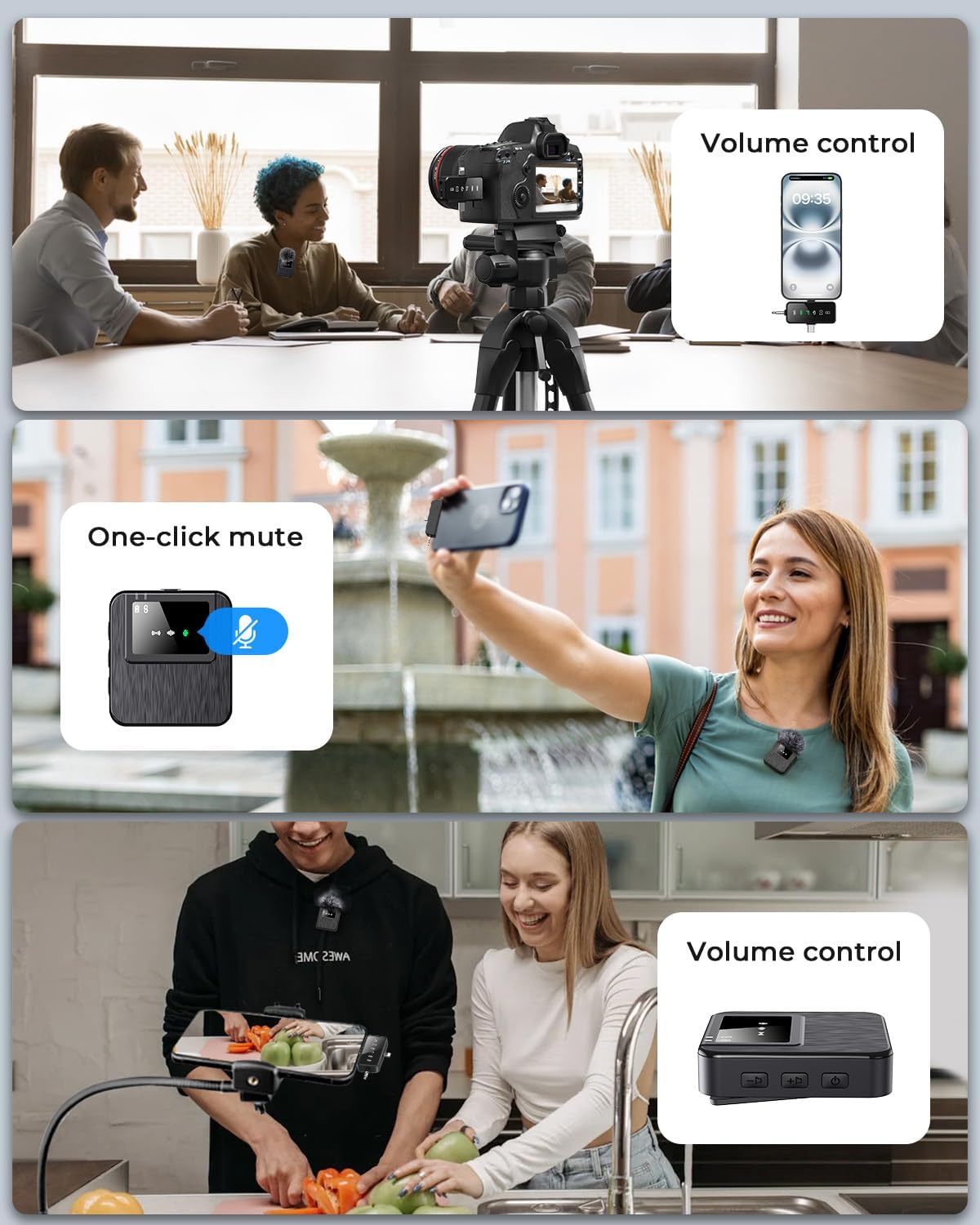 3-in-1 Mini Wireless Mic – iPhone, Android & Camera