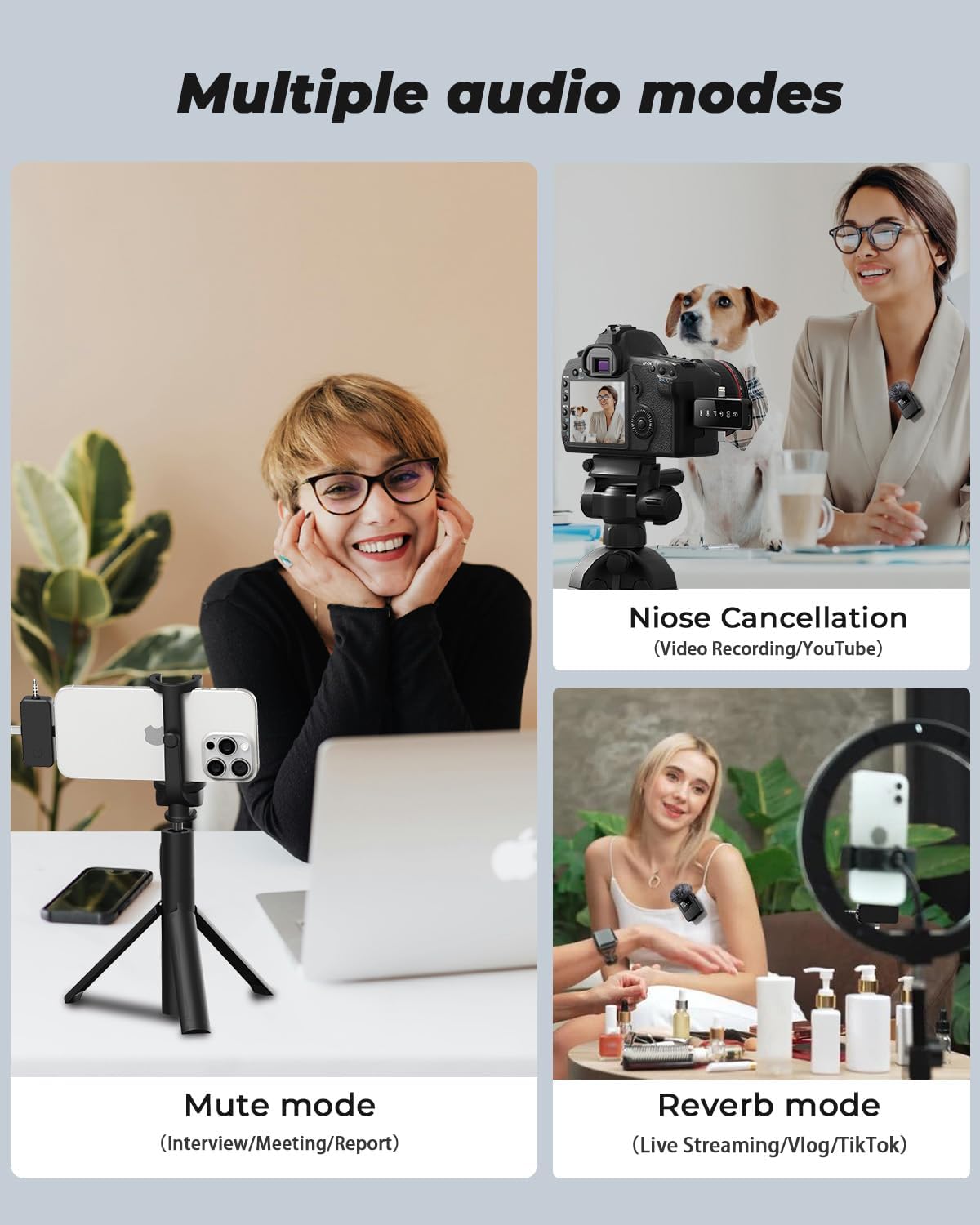 3-in-1 Mini Wireless Mic – iPhone, Android & Camera