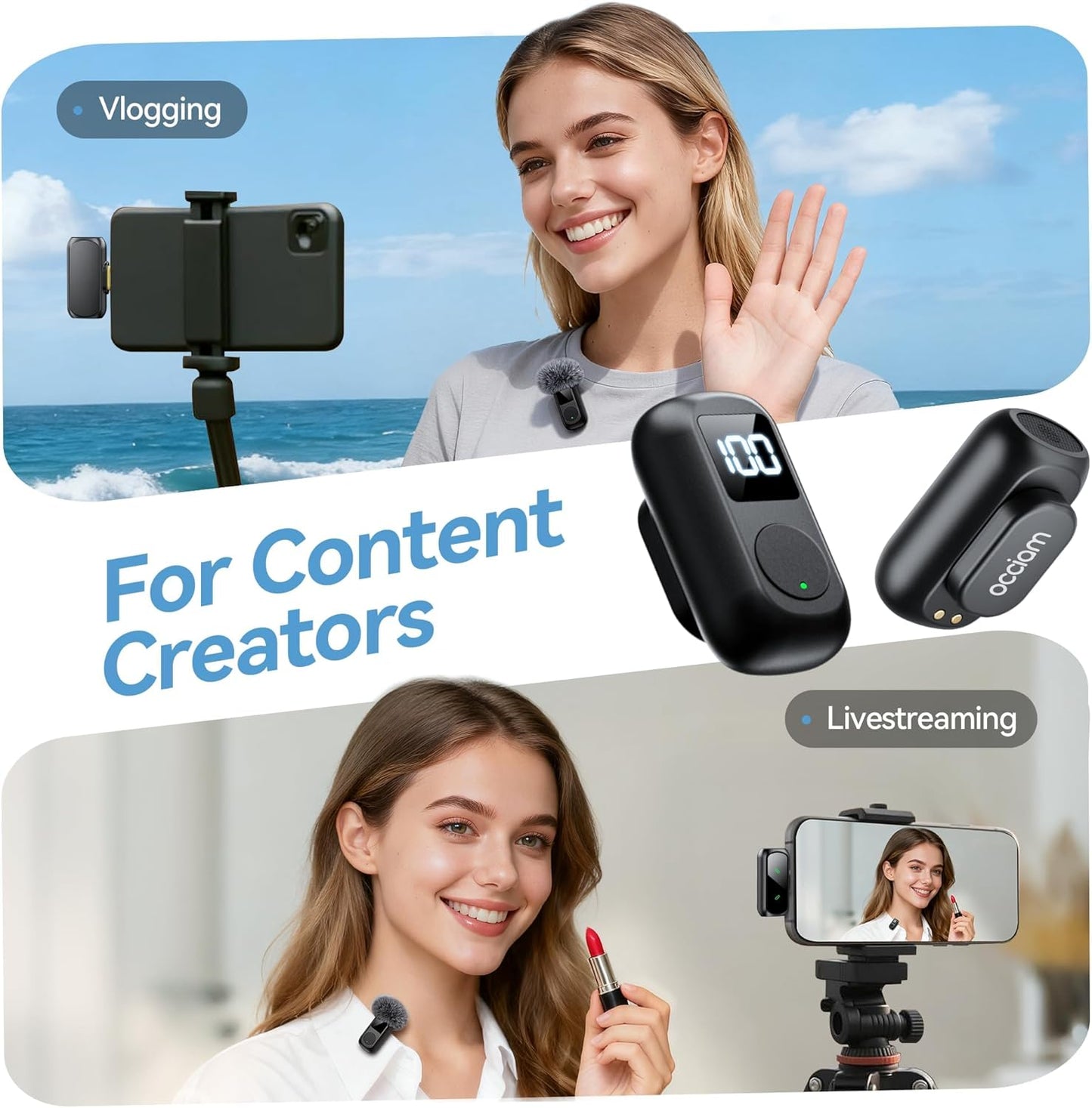 Occiam Mini Wireless Lavalier Mic – iPhone & Android