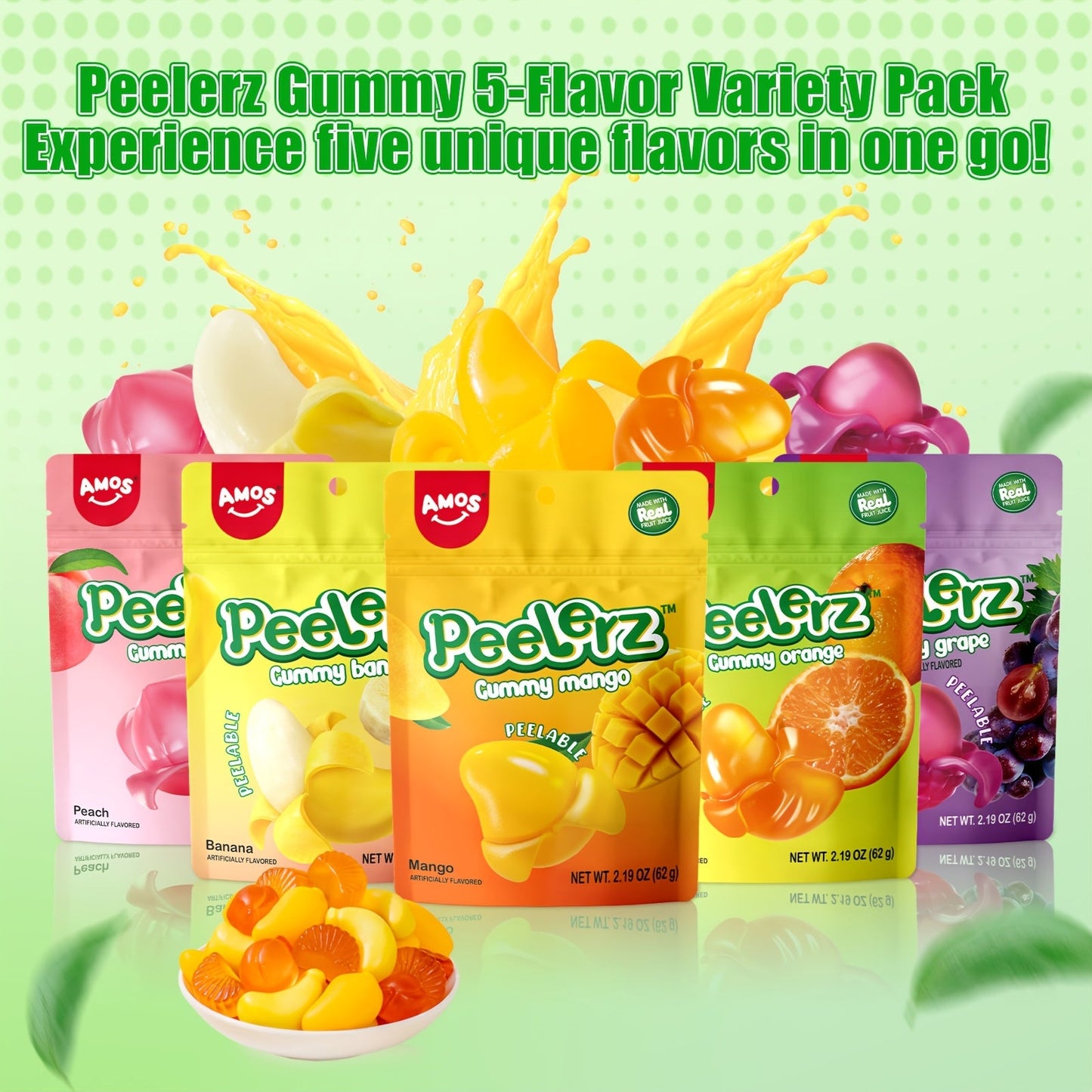 AMOS Peelerz Gummy Variety Pack - 5 Individual Packs