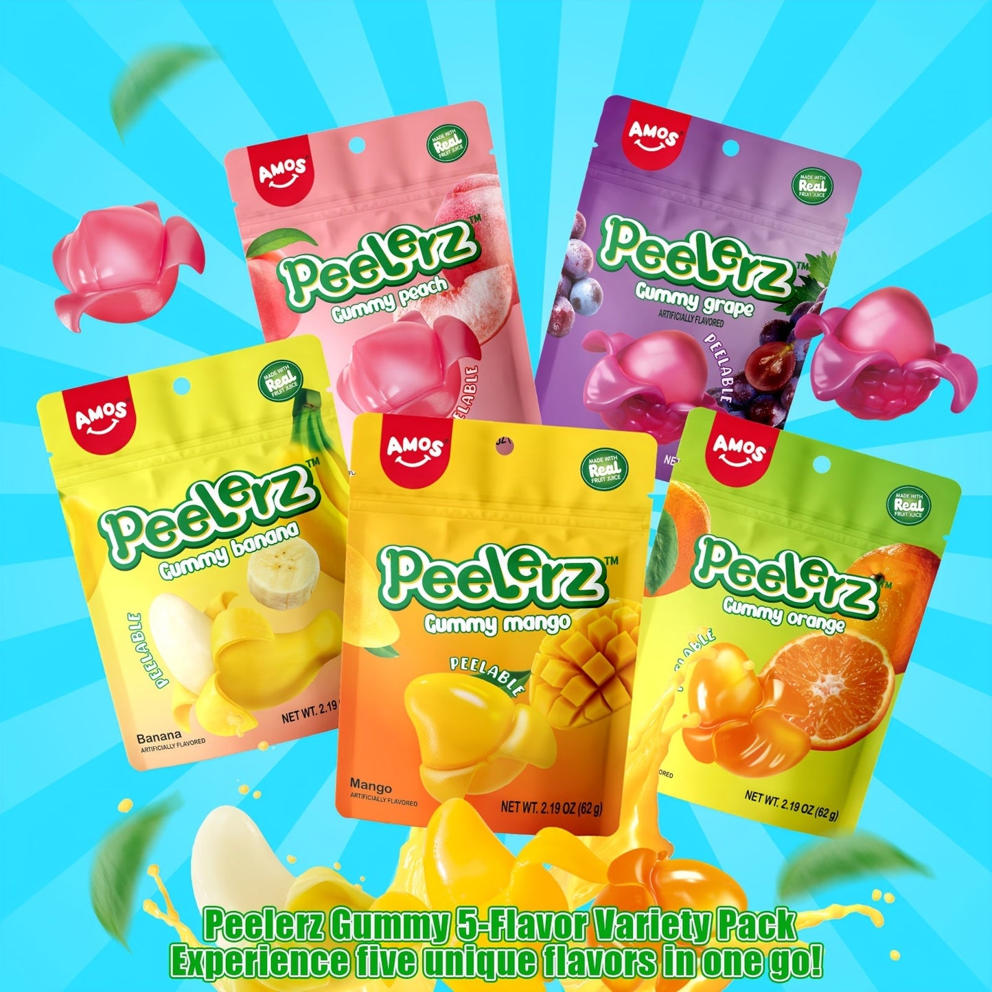 AMOS Peelerz Gummy Variety Pack - 5 Individual Packs